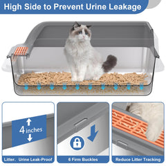 Yoochee bac en usage avec chat, minimise les éclaboussures et débordements