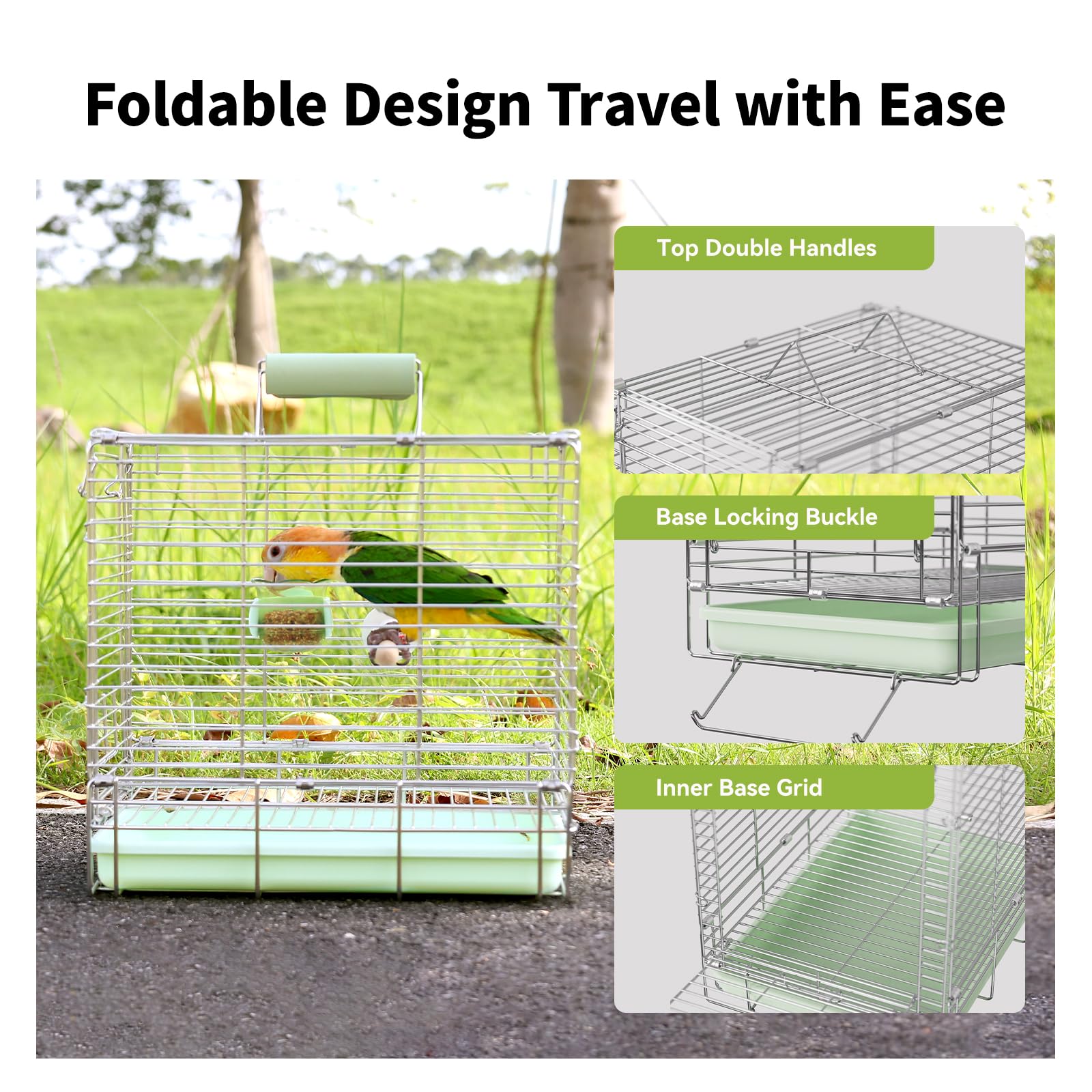 YOOSO WING cage pliée dans sac de toile gain de place et transport facile