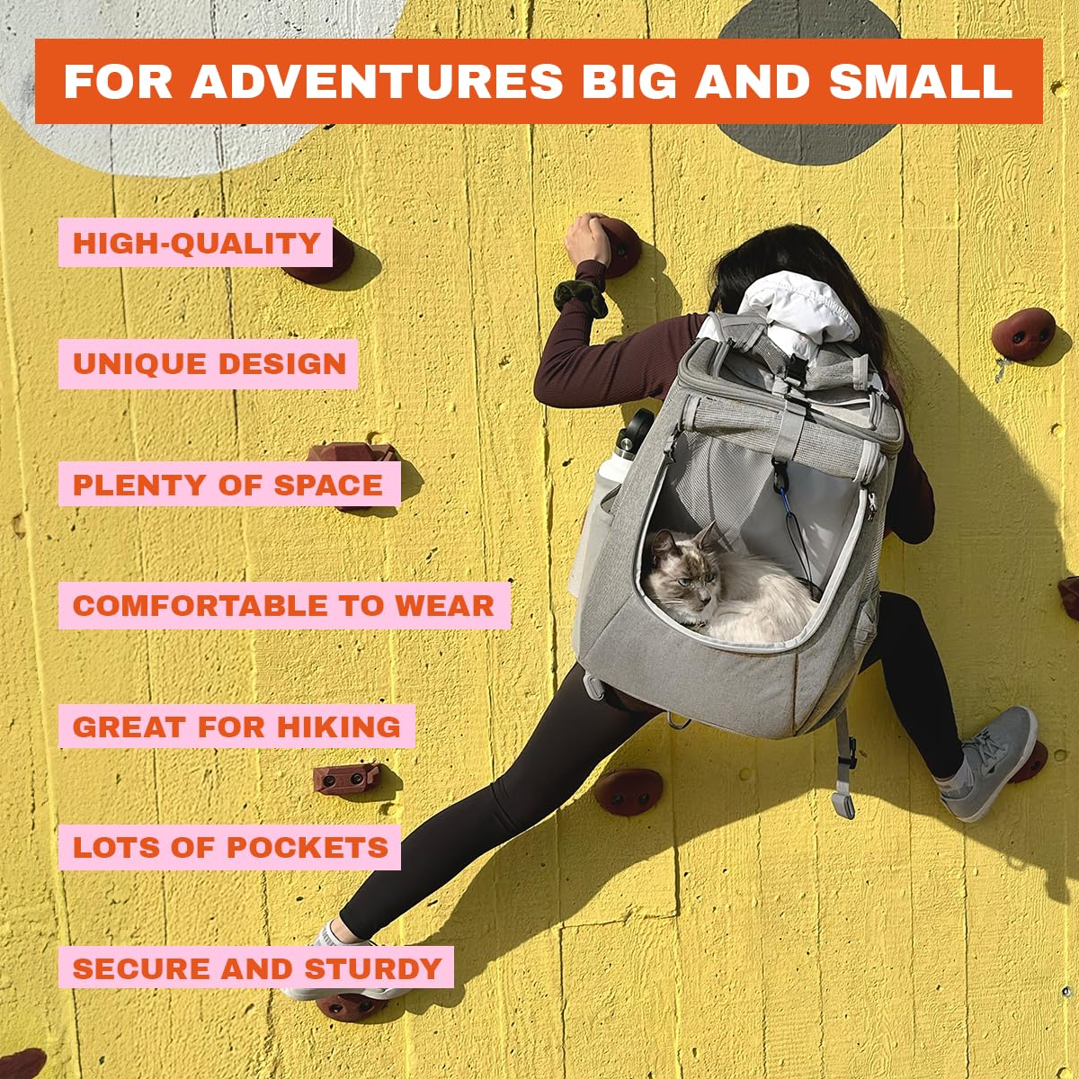 Your Cat Backpack fenêtre supérieure avec chat calme visible