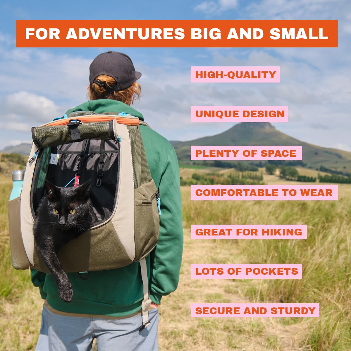 Your Cat Backpack fenêtre supérieure ouverte, visibilité et interaction rapide