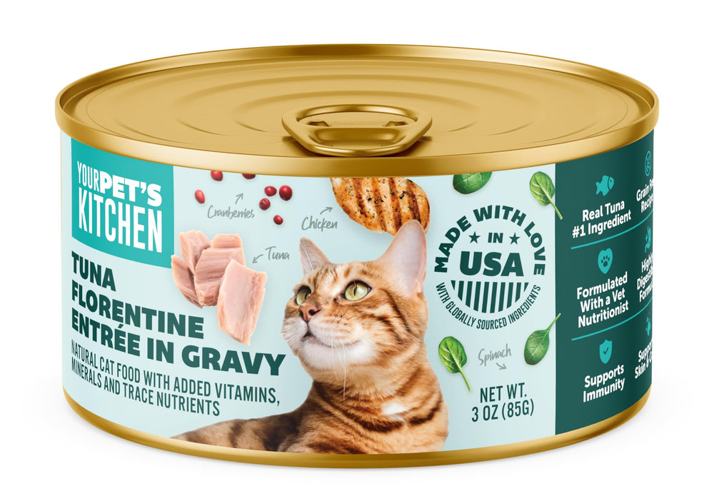 Your Pet's Kitchen boîte ouverte montrant texture tendre et sauce savoureuse