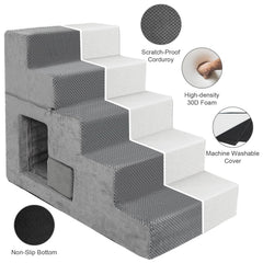 YU YUSING chien montant l'escalier célébrant sécurité et montée douce