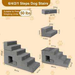 YU YUSING escalier en usage sur lit haut facilitant montée du chien