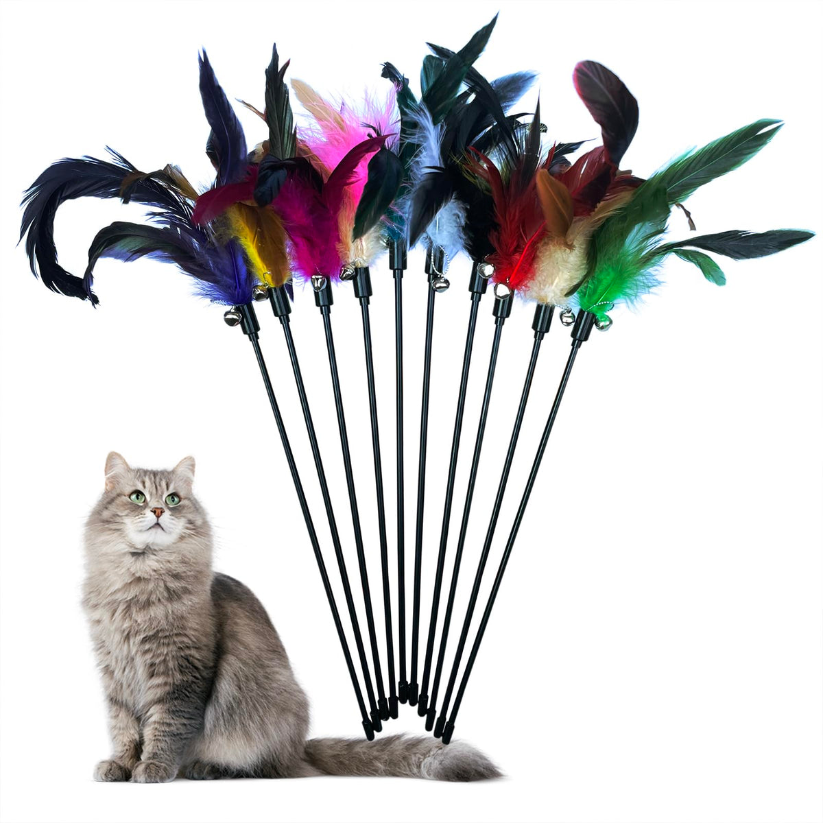 YUBONUS canne à plumes vue avant montrant la cloche et le design, stimule le jeu
