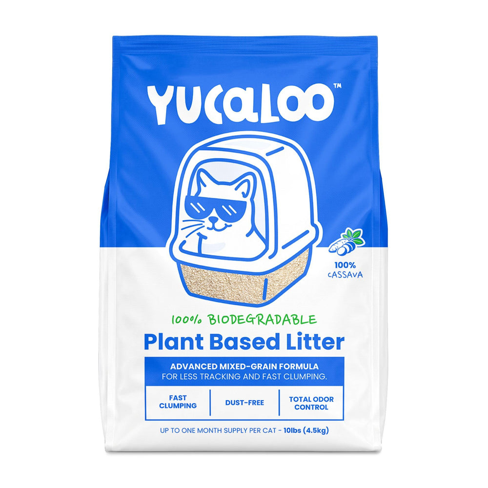 Yucaloo emballage avant montrant sac et bénéfice naturellement agglomérant