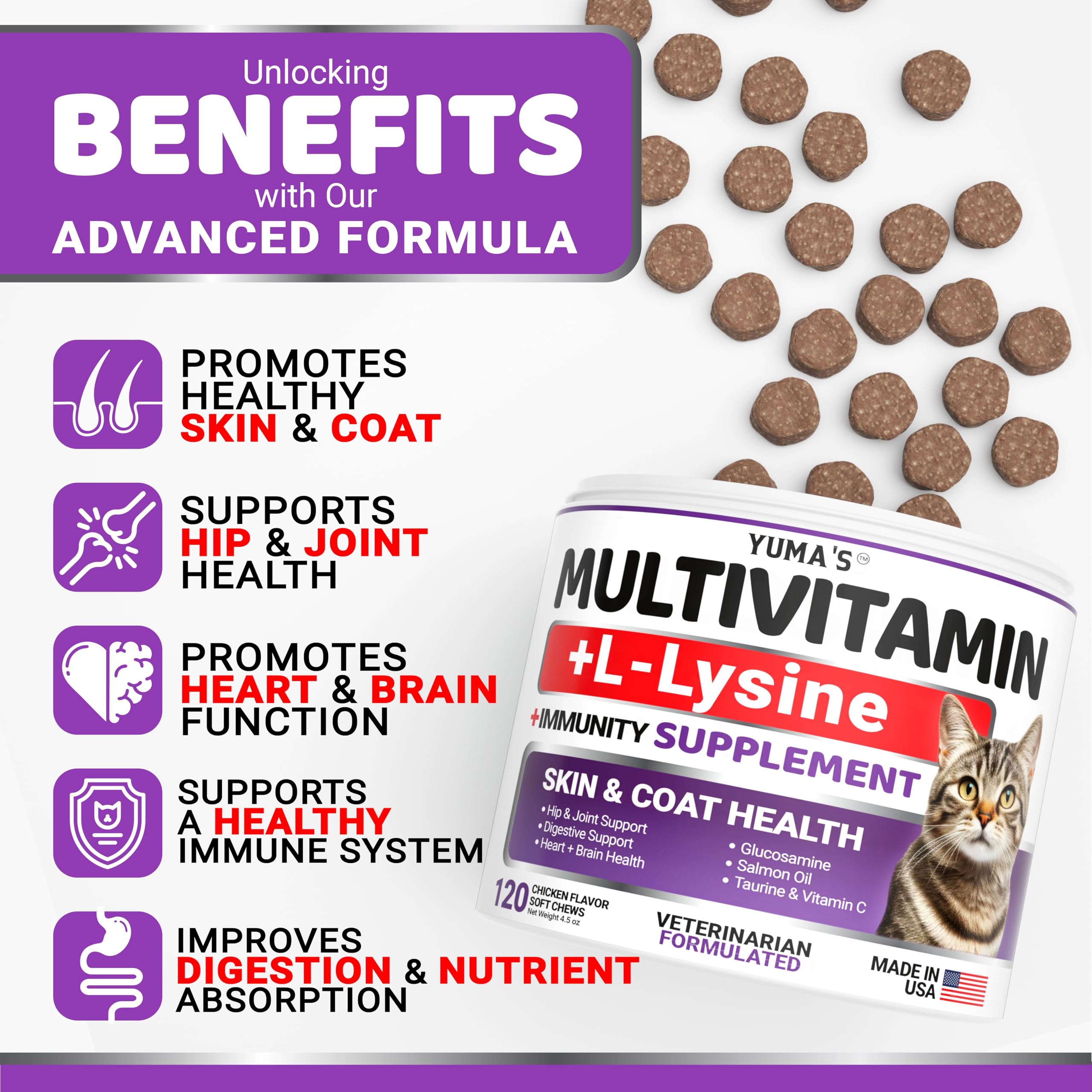 YUMA'S friandise gros plan visible appétence et formulation pratique