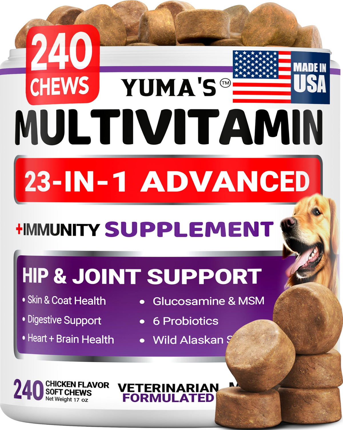 YUMA'S pot 240 friandises multivitaminées, praticité et dosage quotidien