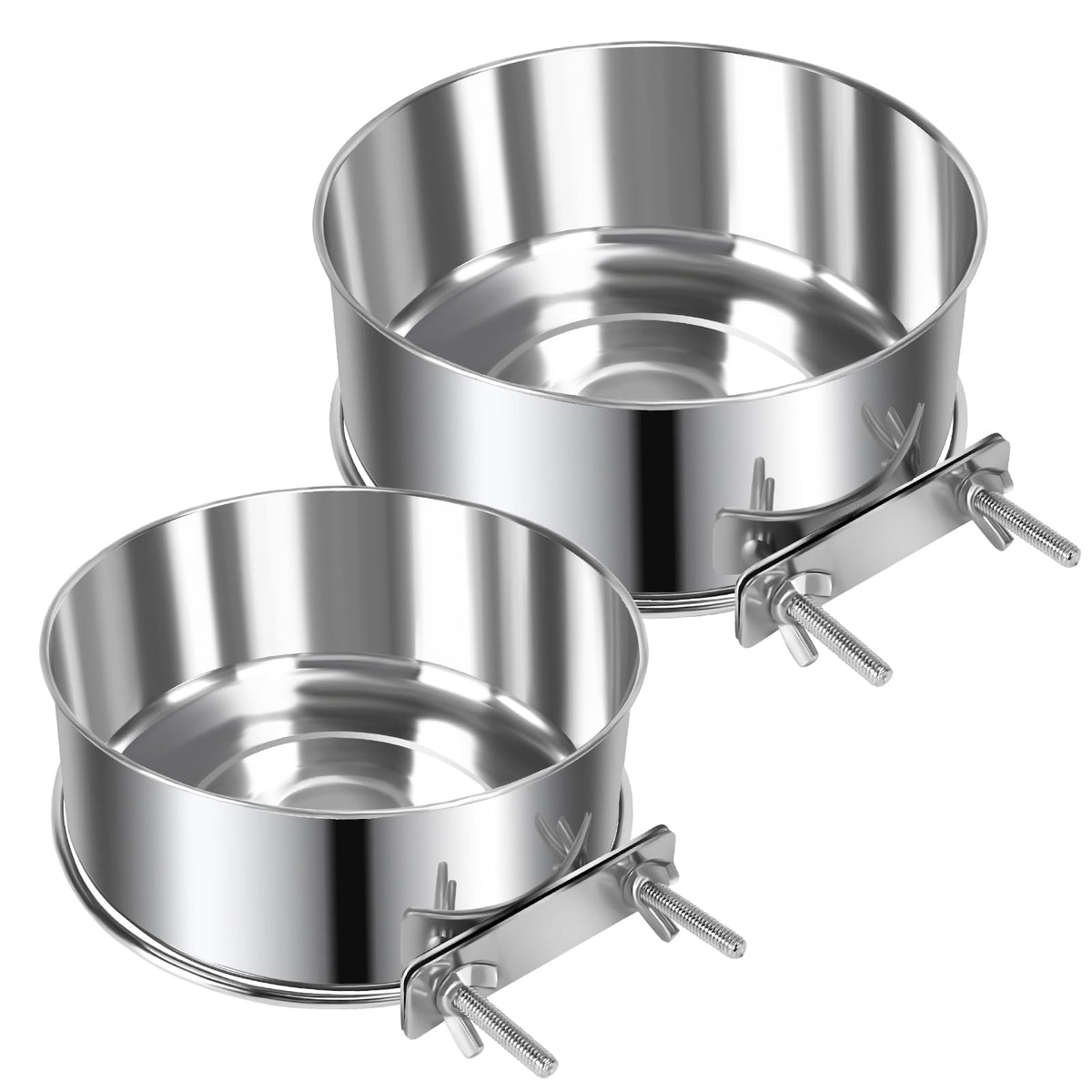Yummy Sam gamelles face avant montrant les deux tailles et finition inox