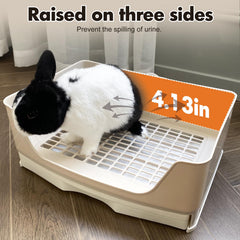 Yuoaes bac installé dans une cage avec lapin montrant utilisation