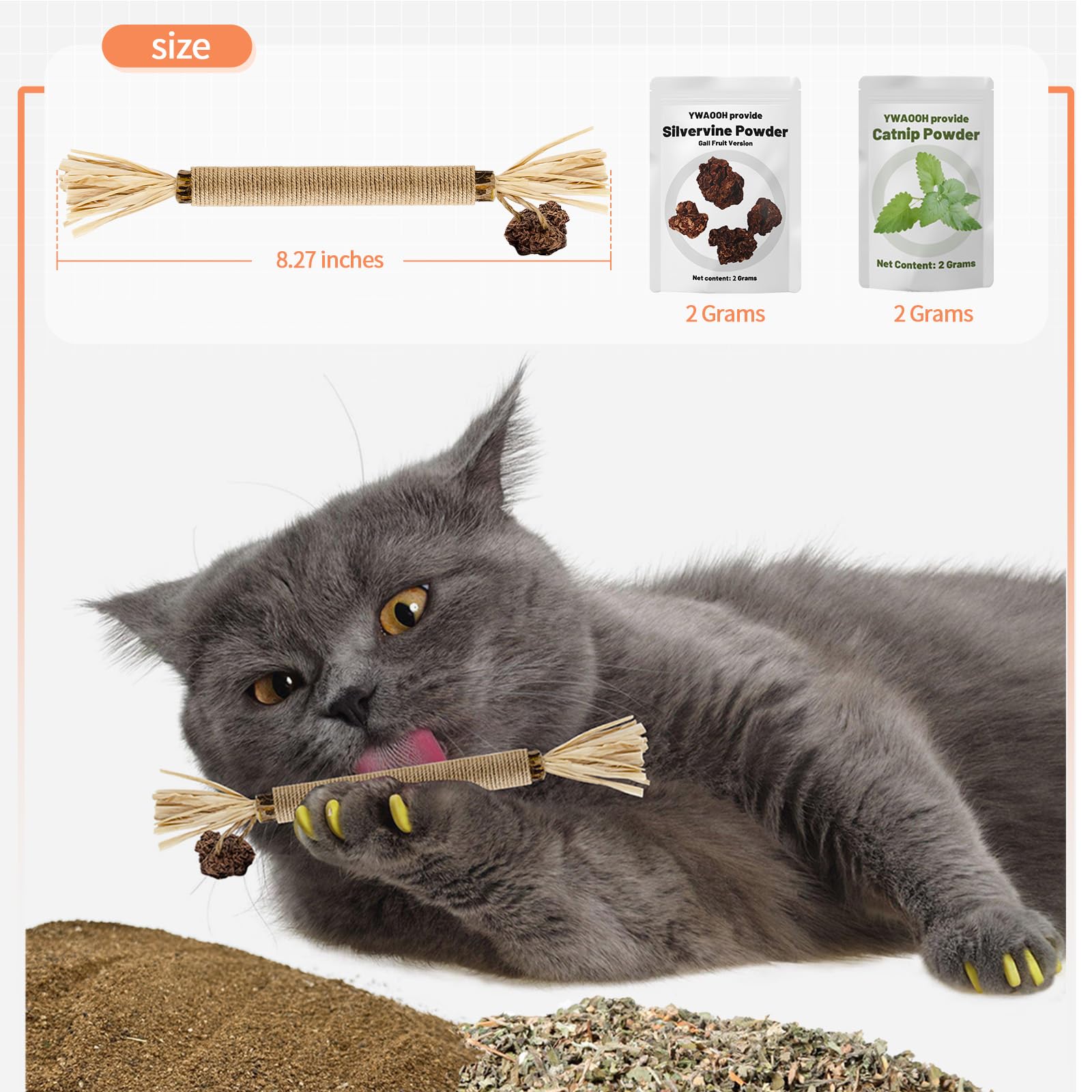 YWAOOH chat jouant avec un bâton montrant activité ludique