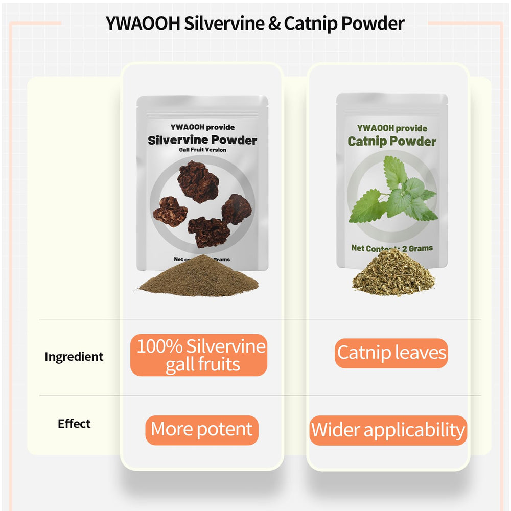 YWAOOH poudre de silvervine ouverte renforçant l’intérêt du chat