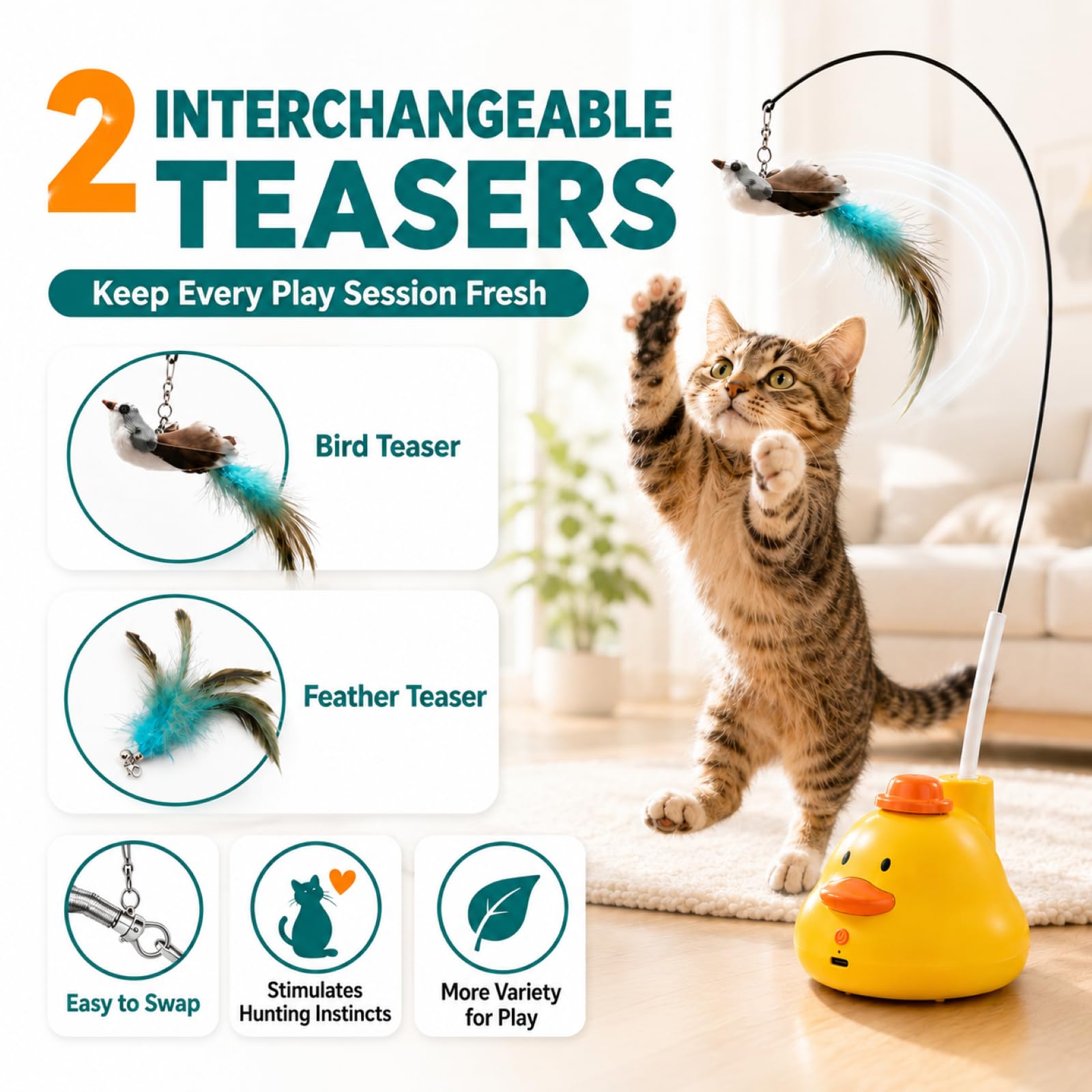 YWK jouet en usage chat chassant la baguette pour exercice actif