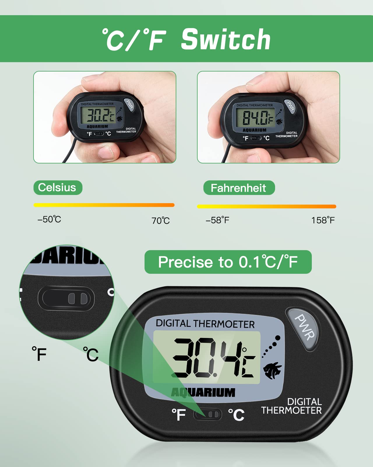Thermomètre Zacro fixé par ventouse offrant installation simple