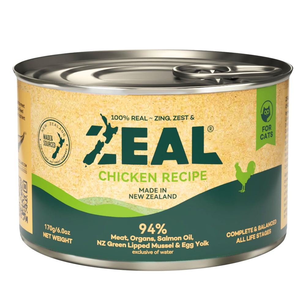 ZEAL boîte devant poulet montrant l'emballage et bénéfice clarté d'ingrédients