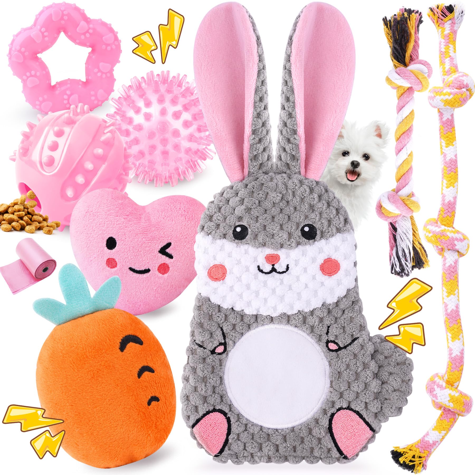 Zeaxuie vue d'ensemble du pack neuf jouets pour chiot, divertissement varié
