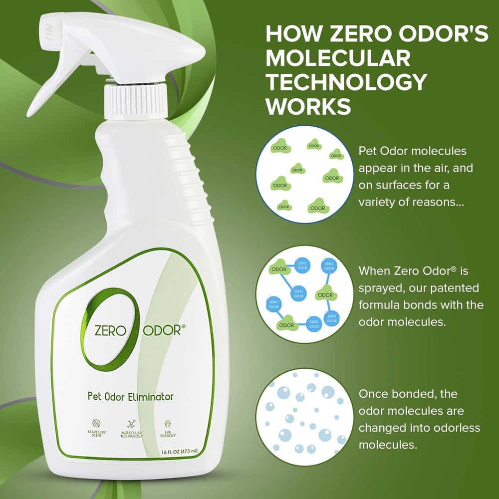 Zero Odor spray utilisé sur un canapé pour rafraîchir le coussin animal
