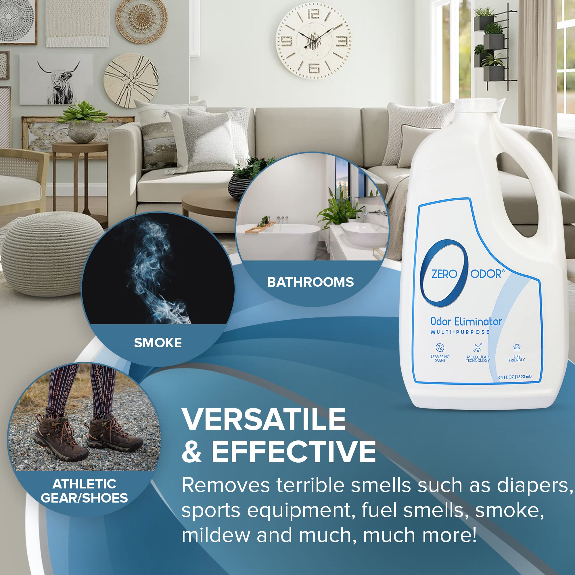 Zero Odor comparaison taille à la main pratique pour grands espaces domestiques