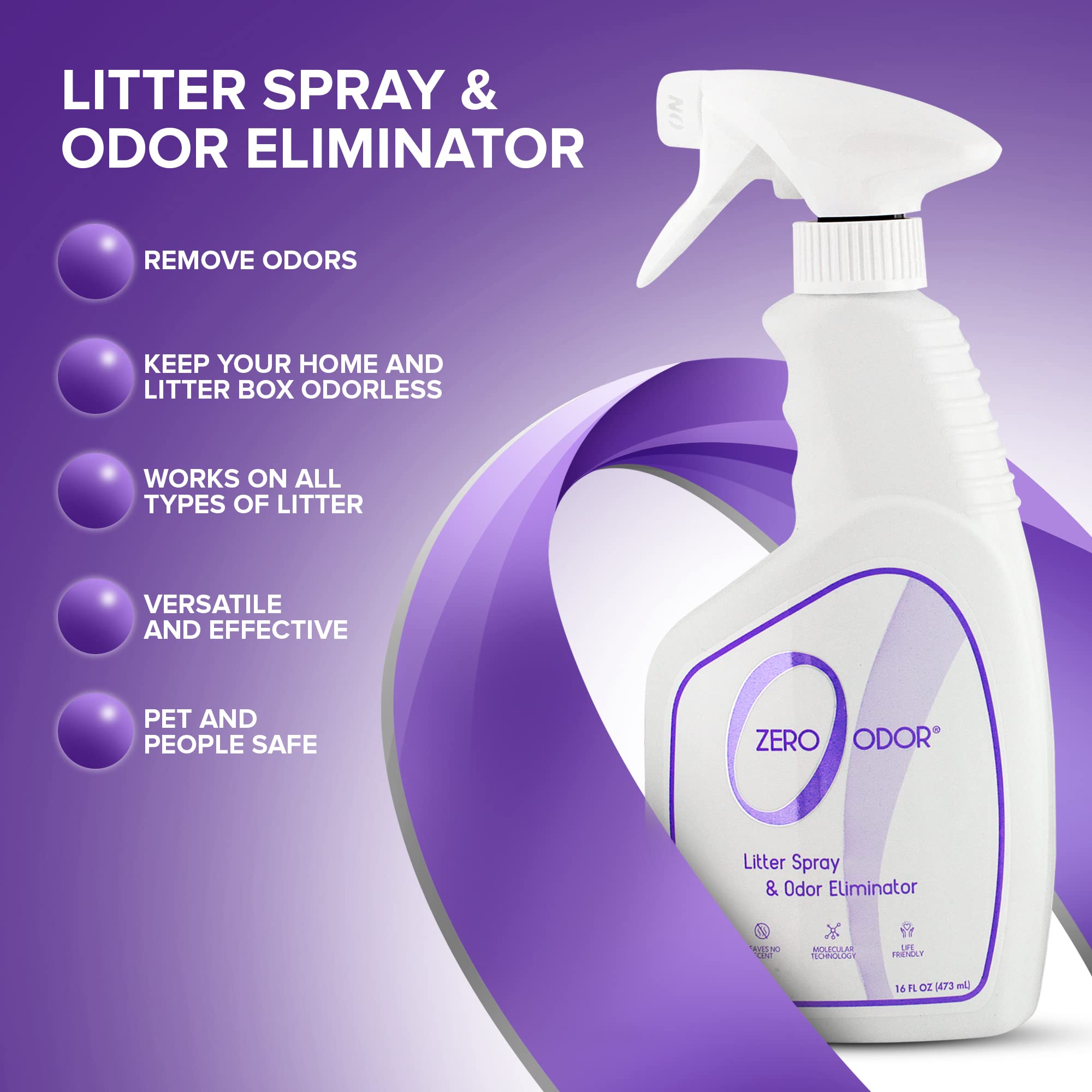 Zero Odor comparaison taille du flacon 16 oz pour repère visuel