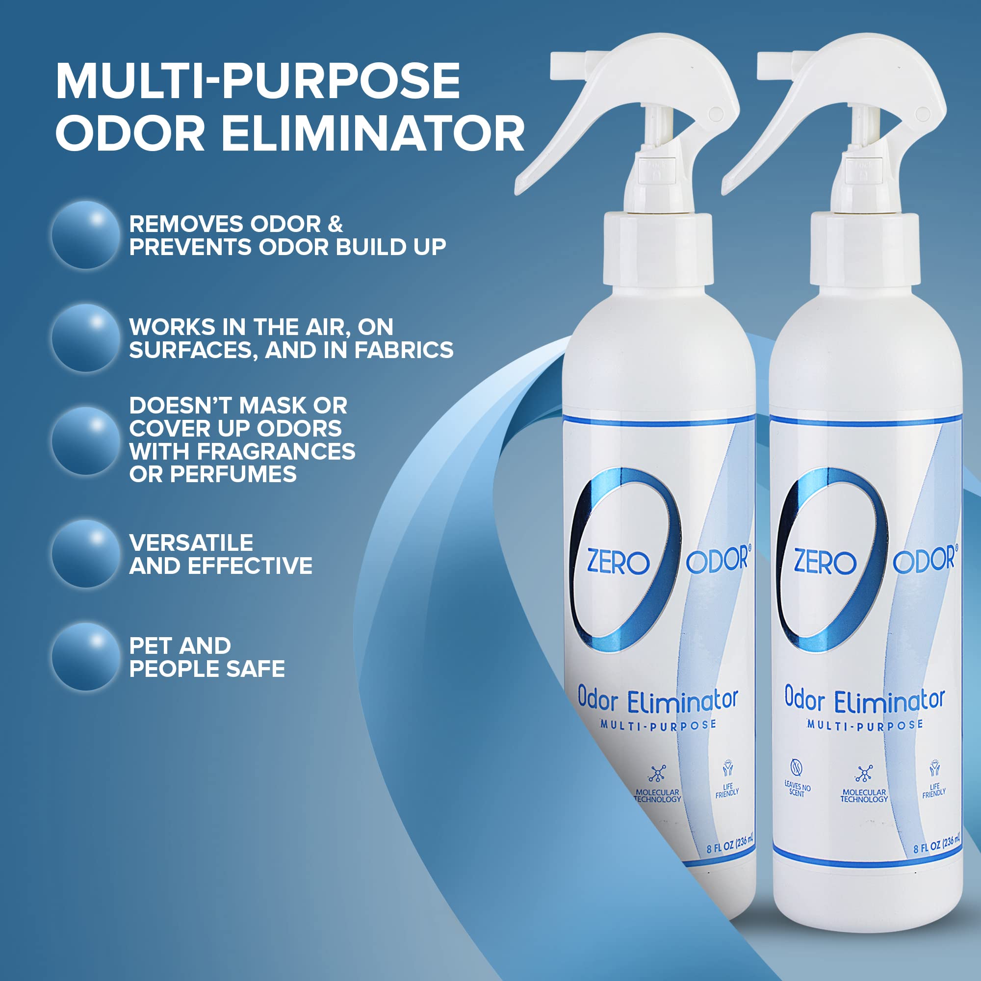 Zero Odor posé sur le tableau de bord de voiture pour neutraliser les odeurs de véhicule