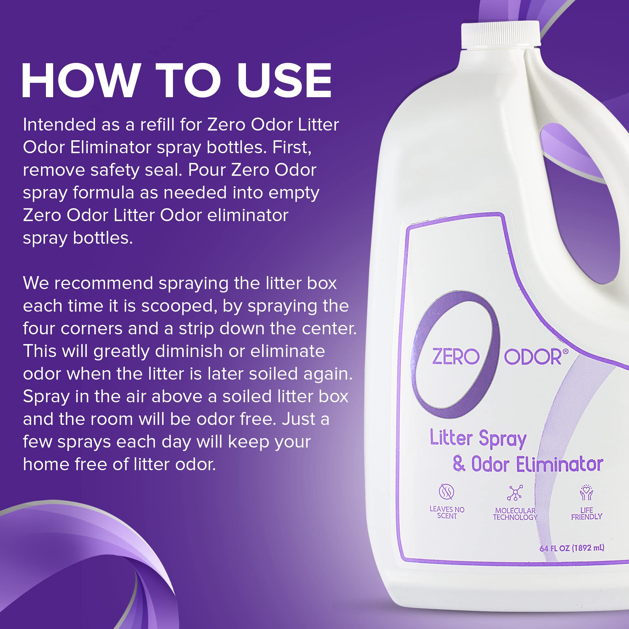 Zero Odor emballage avec instructions d'usage pour une mise en route facile