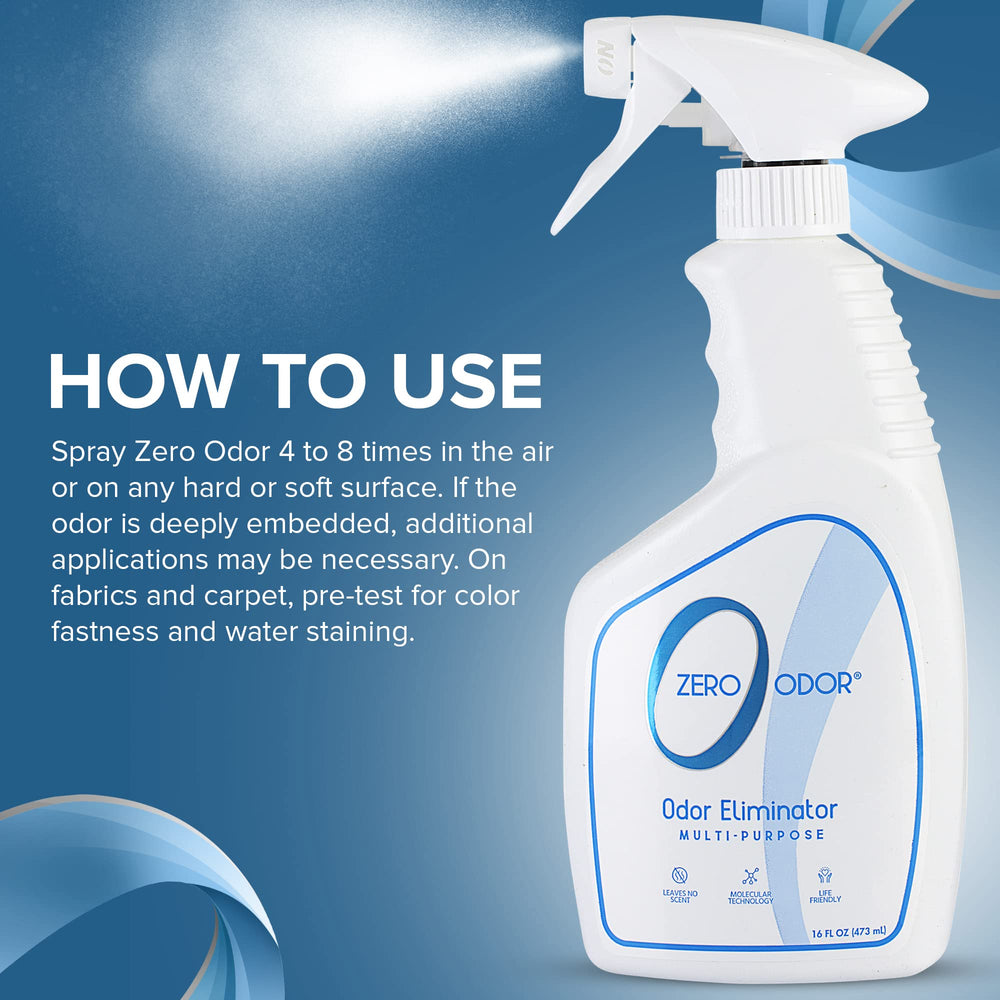 Zero Odor flacon en main pour comparer la taille et faciliter le rangement