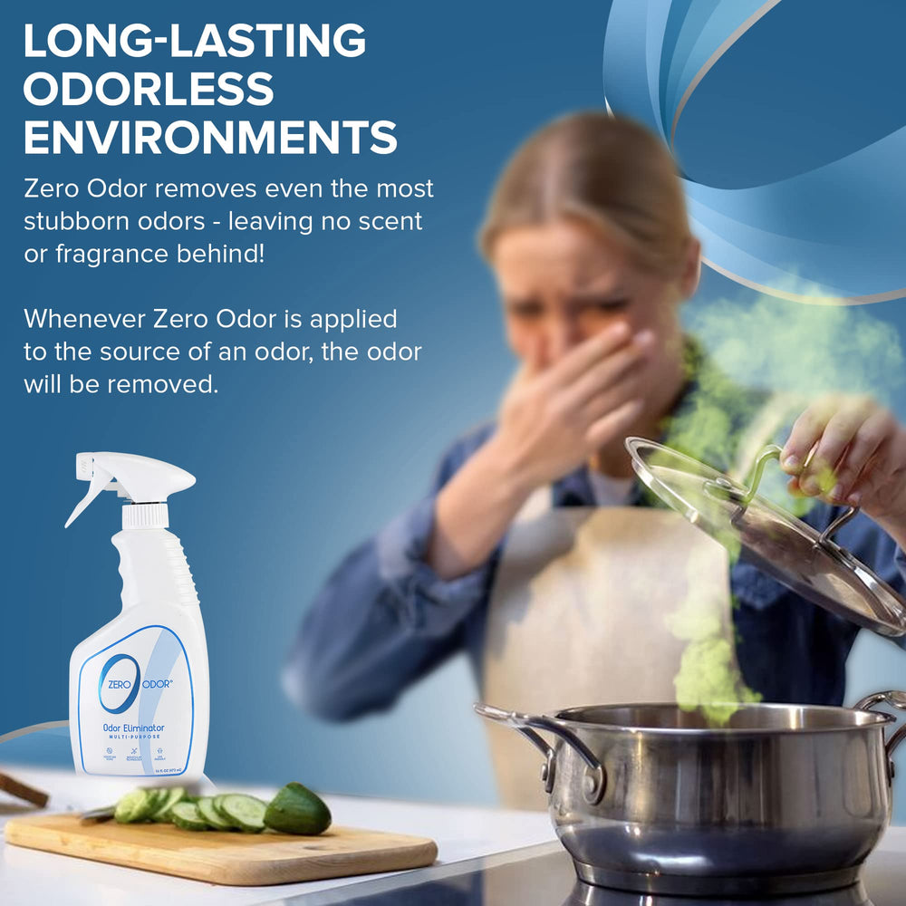 Zero Odor avant et après sur tapis montrant réduction d'odeur visible