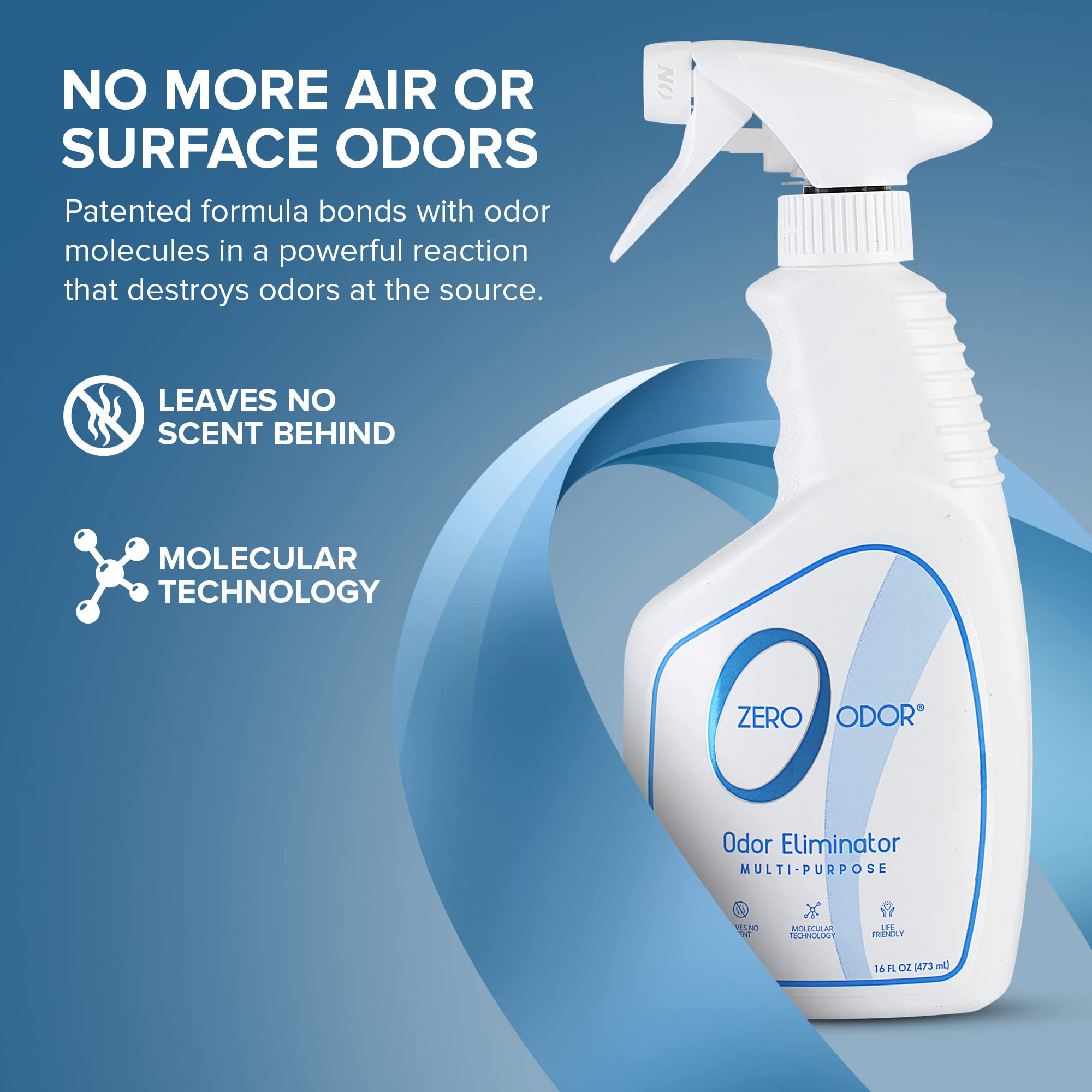 Zero Odor spray appliqué sur tissu illustrant élimination des odeurs incrustées
