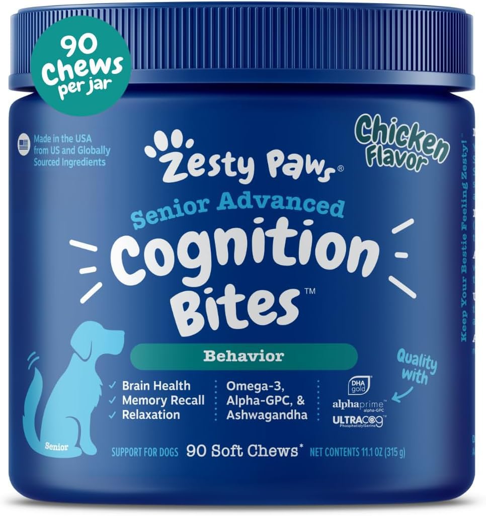 Zesty Paws bouteille avant montrant l'étiquette et facilité d'utilisation