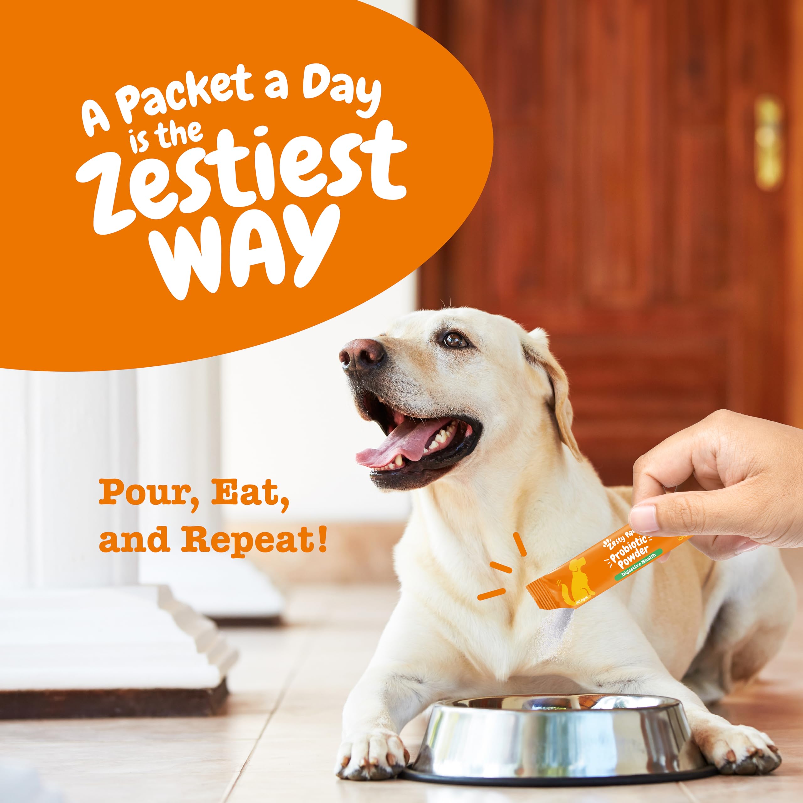 Chien mangeant bol avec Zesty Paws citrouille pour meilleure acceptation alimentaire
