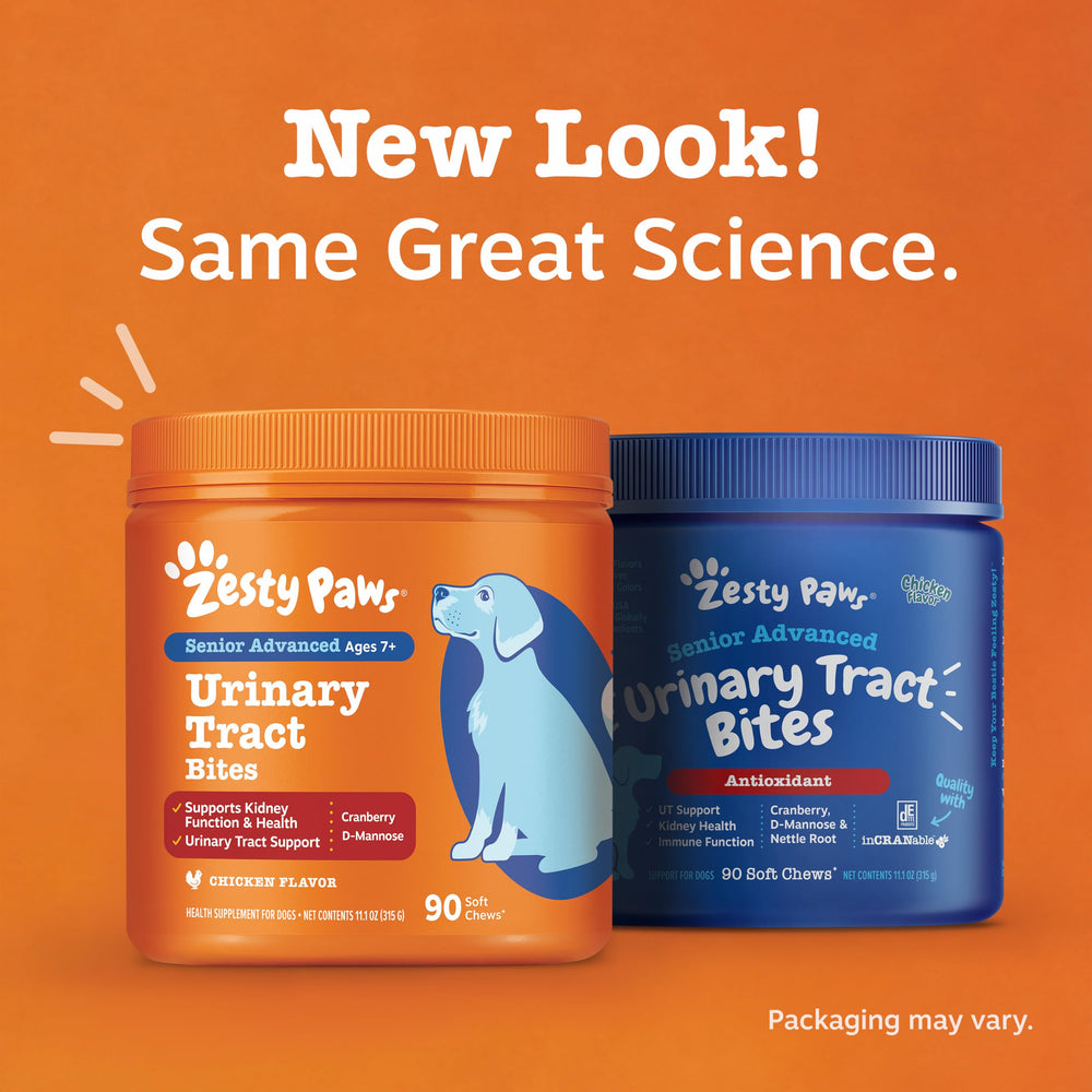 Zesty Paws flacon ouvert 90ct montrant quantité pratique