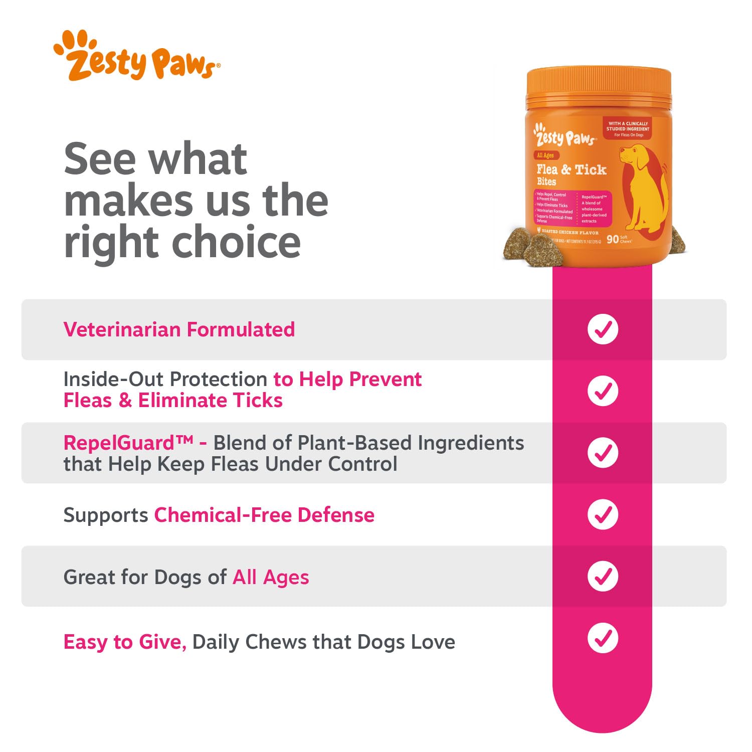 Zesty Paws contenu sur table montrant boisson quotidienne et intégration routine