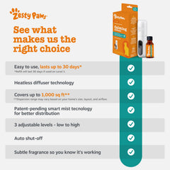 Zesty Paws diffuseur en usage dans un salon, environnement calme pour chats