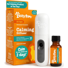 Zesty Paws diffuseur face avant montrant design compact et plug-in, apaisement rapide