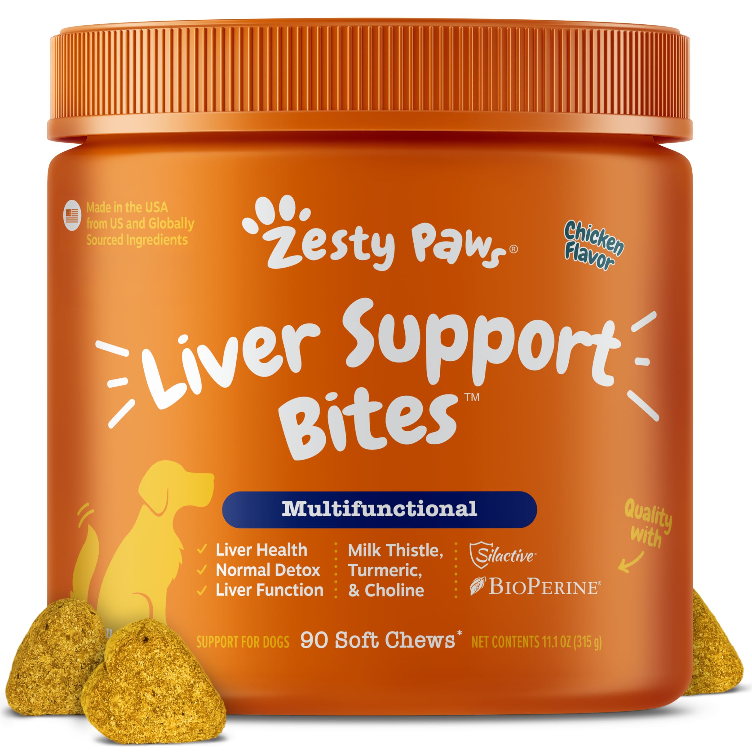 Zesty Paws emballage avant montrant la boîte et l'usage simple