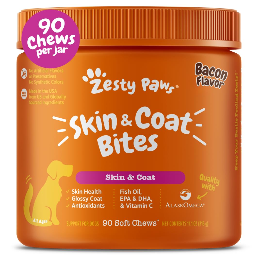 Zesty Paws emballage face montrant le pot et la quantité pour un choix éclairé