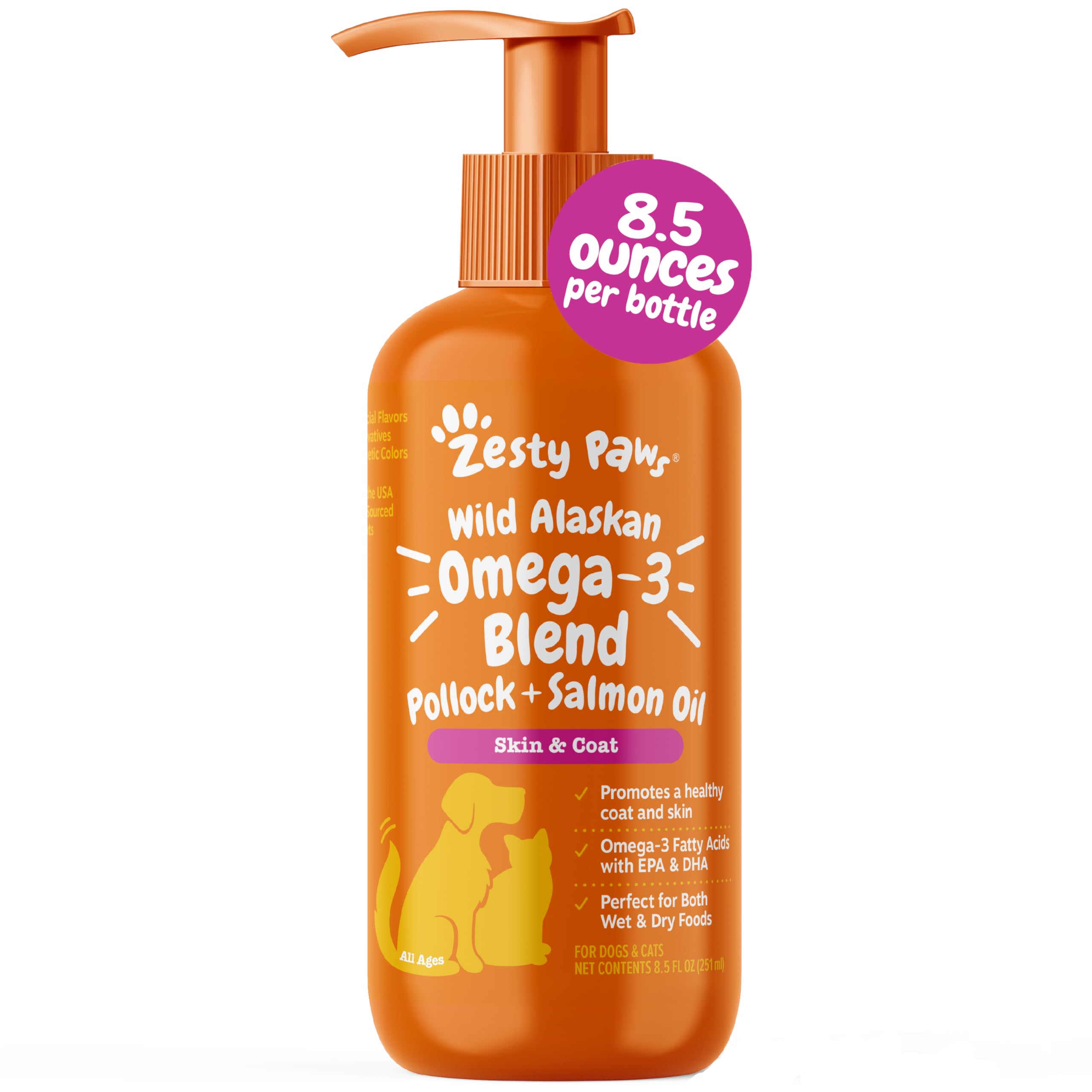 Zesty Paws flacon face montrant l'étiquette et l'usage pratique