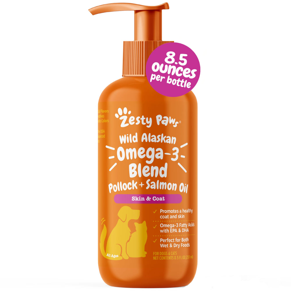 Zesty Paws flacon face montrant l'étiquette et l'usage pratique