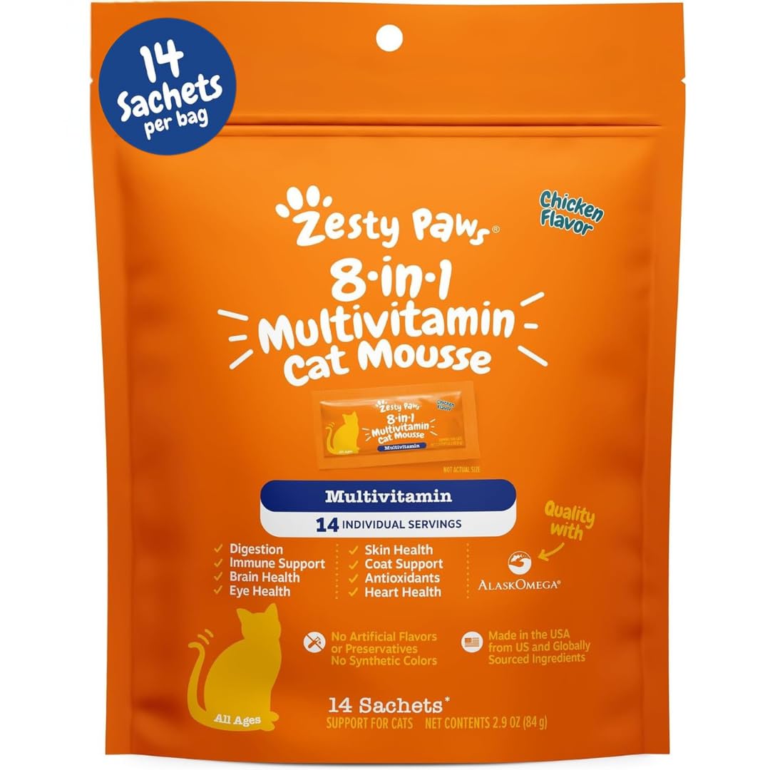 Zesty Paws emballage avant montrant le produit et les bienfaits
