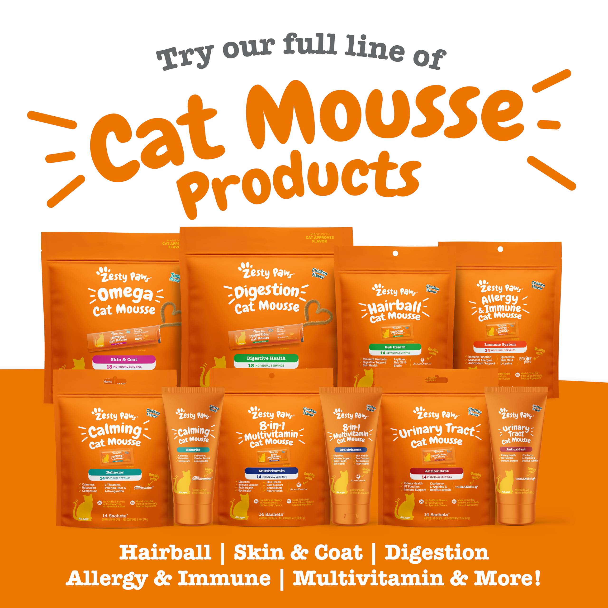 Zesty Paws comparaison taille du tube indiquant portion pratique et transportable