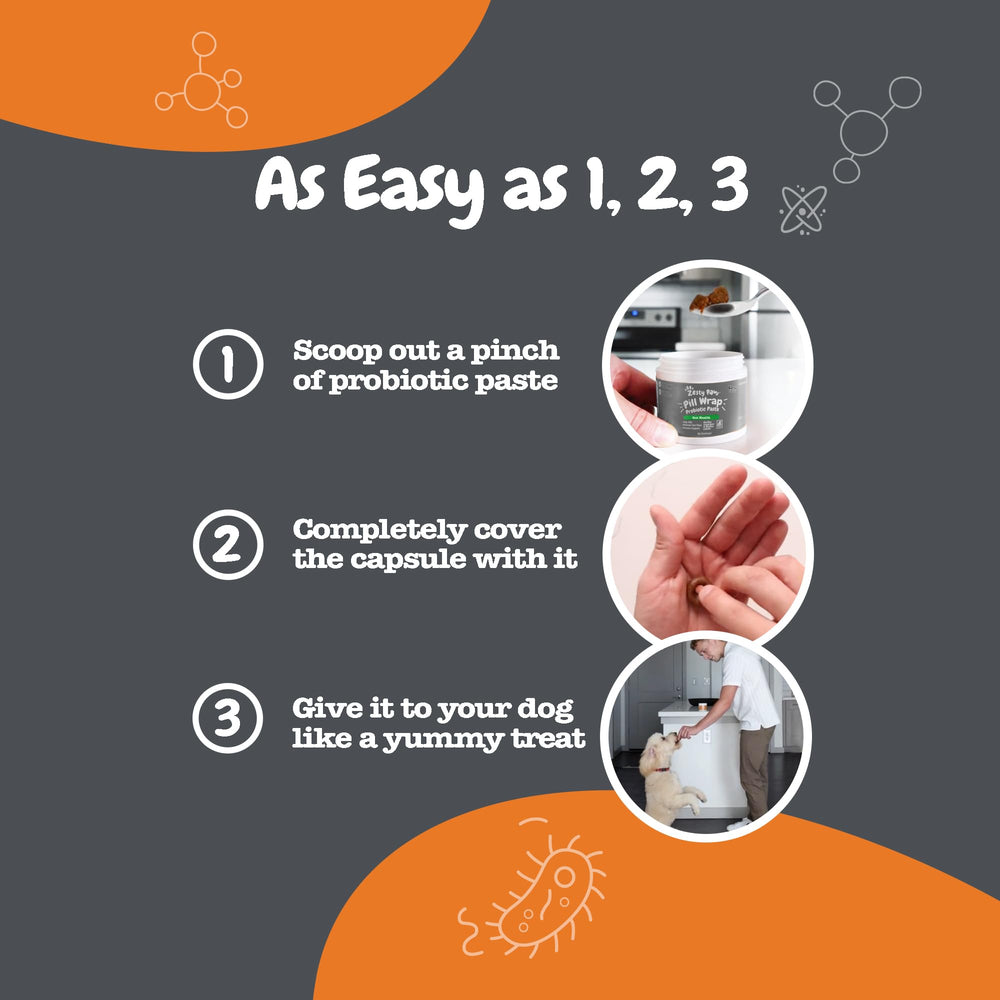 Zesty Paws gélule mélangée à de la nourriture indiquant facilité d'administration quotidienne