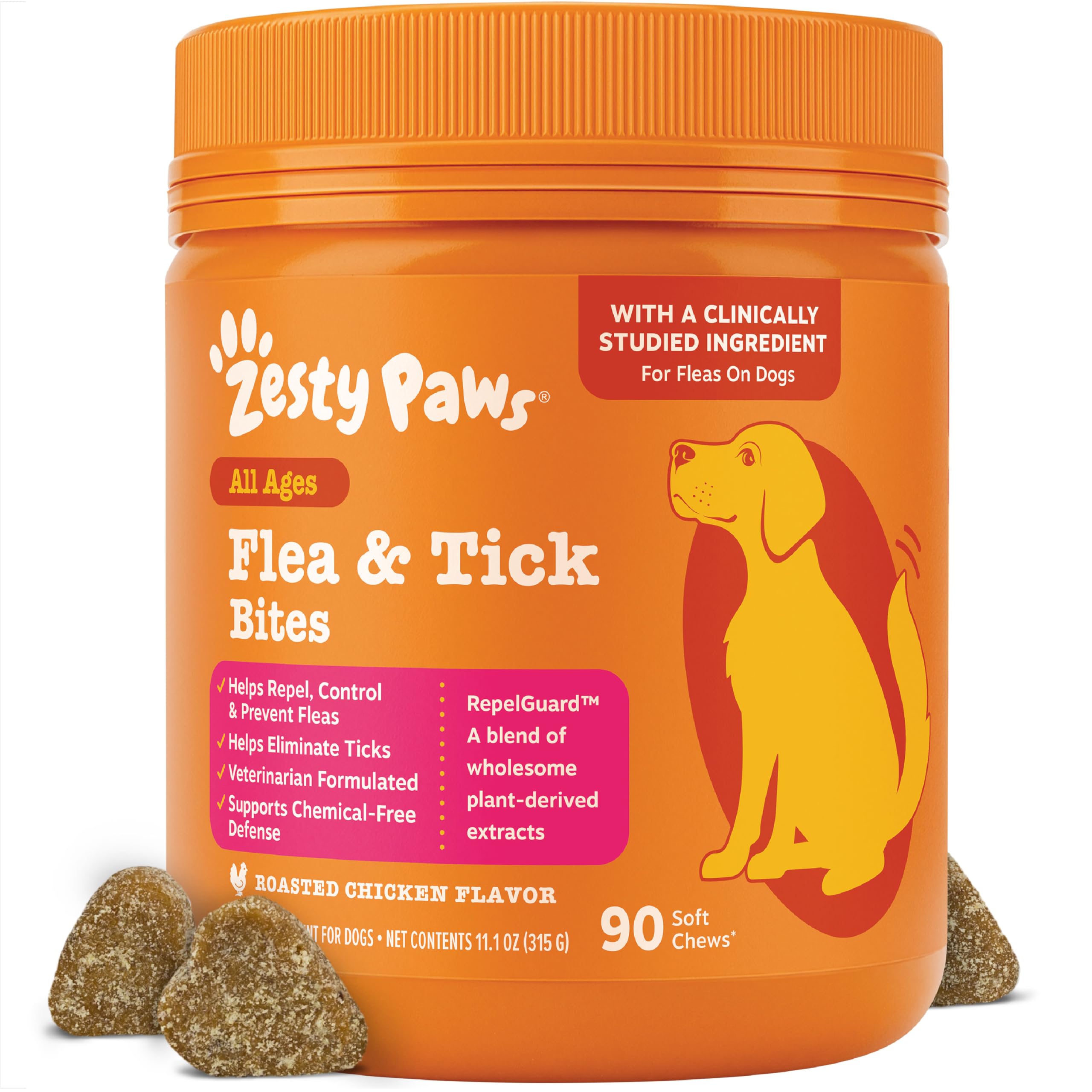 Zesty Paws paquet face montrant l'emballage facile à utiliser et bénéfice pratique