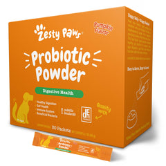 Zesty Paws emballage avant montrant 30 portions et bénéfice digestion