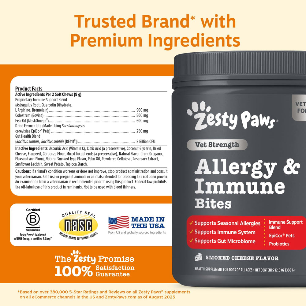 Zesty Paws bouchon ouvert avec gommes montrant praticité et sécurité
