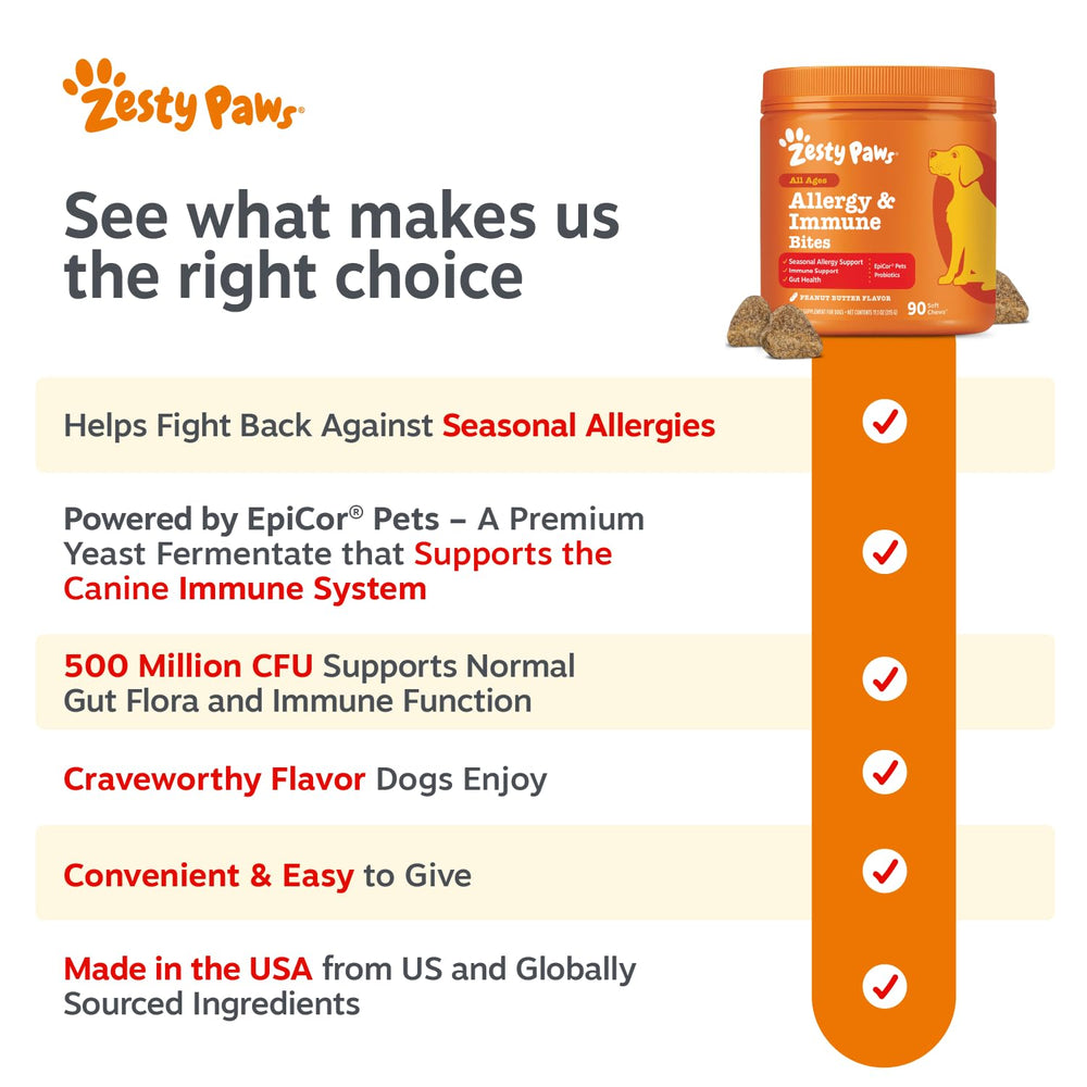 Zesty Paws focus Oméga‑3 avec bénéfice soutien peau et pelage