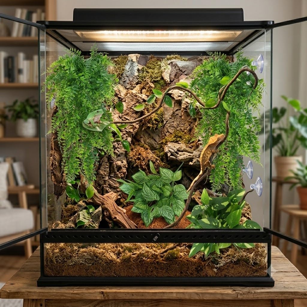 ZEVQEL mise en scène lifestyle dans vivarium illustrant ambiance naturelle et esthétique