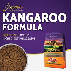 Zignature gros plan croquettes kangaroo montrant texture et appétence améliorée