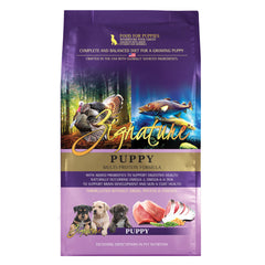 Zignature Puppy Formula face du sac montrant l’emballage et bénéfice nutritionnel