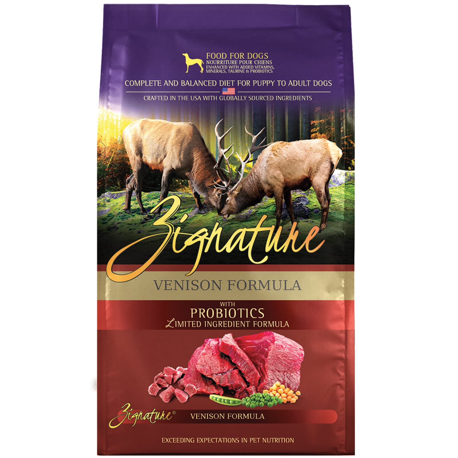 Zignature venison emballage frontal bénéfice qualité protéique