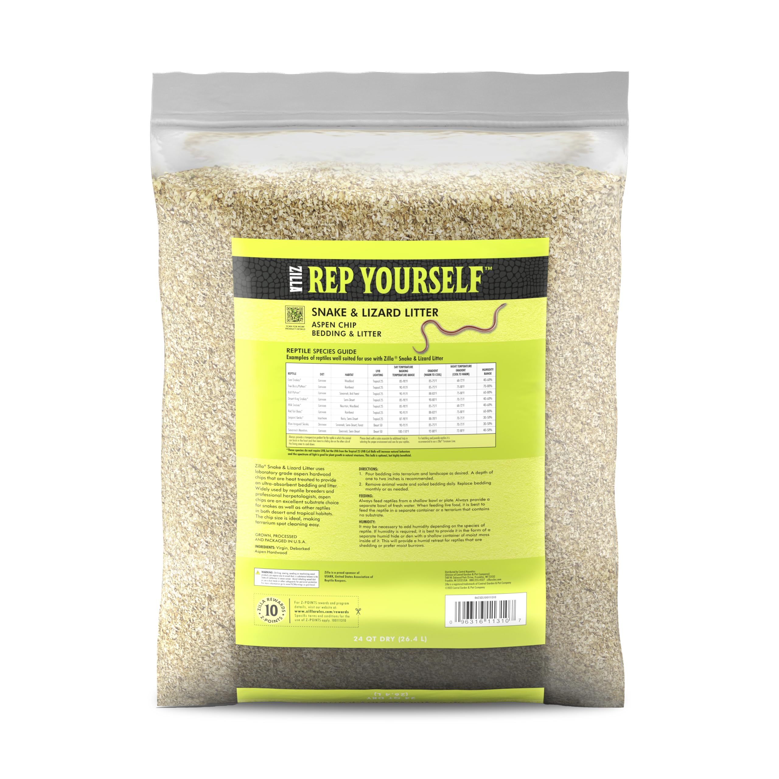 Zilla sac 24 quart posé, bénéfice : quantité adaptée pour terrariums moyens