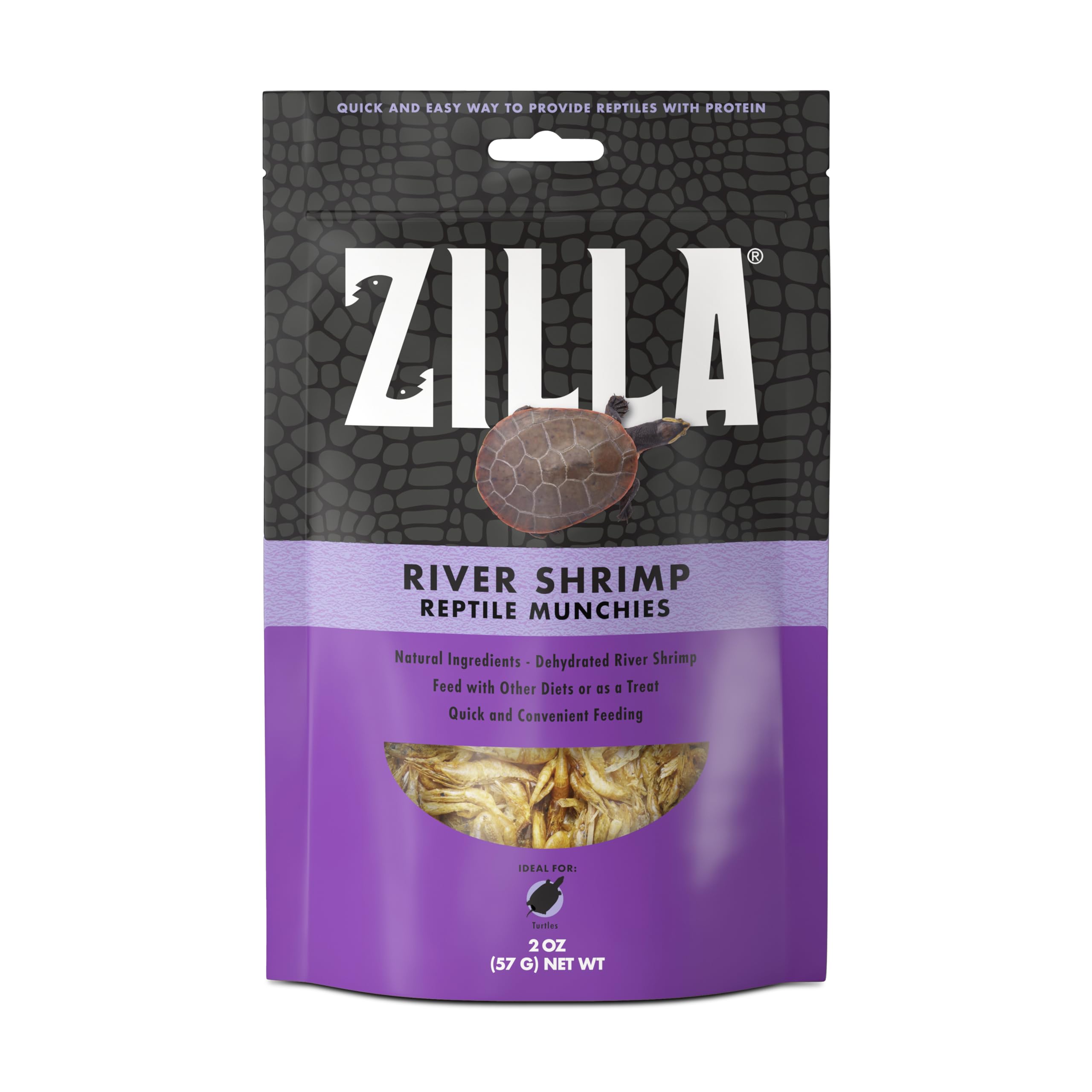 Zilla emballage avant River Shrimp montrant sachet refermable et praticité